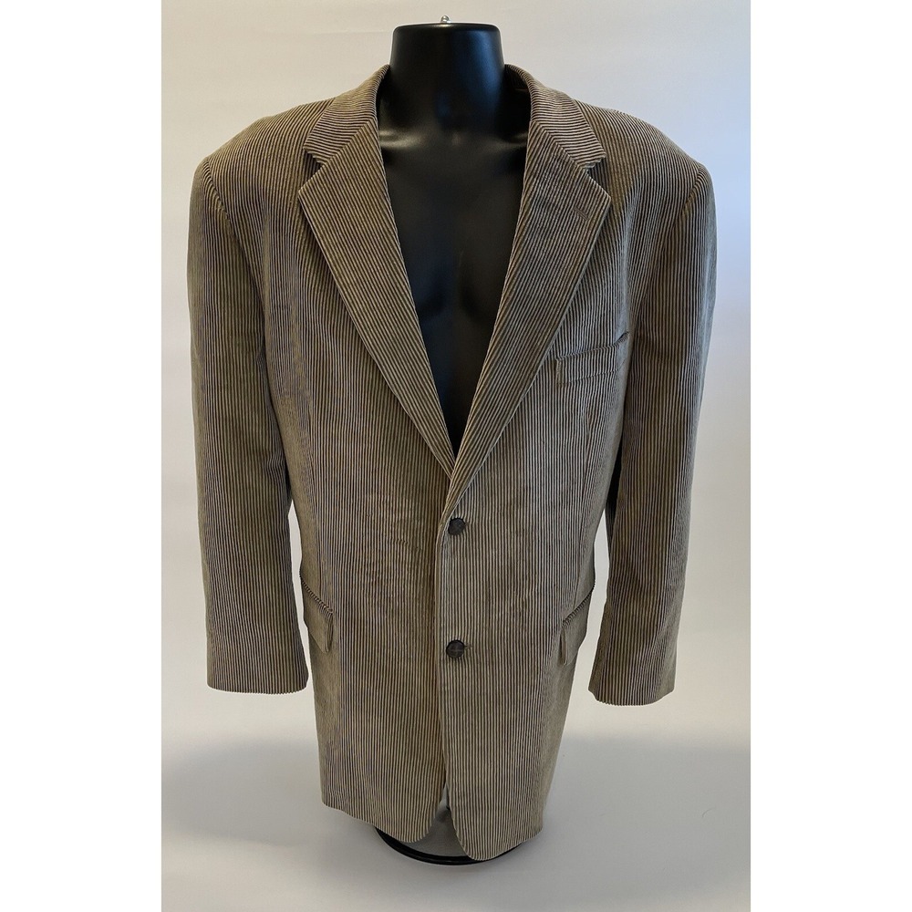Statements Tan Beige‎ Corduroy Blazer Jacket Men's Size 46 Regular Pre Owned